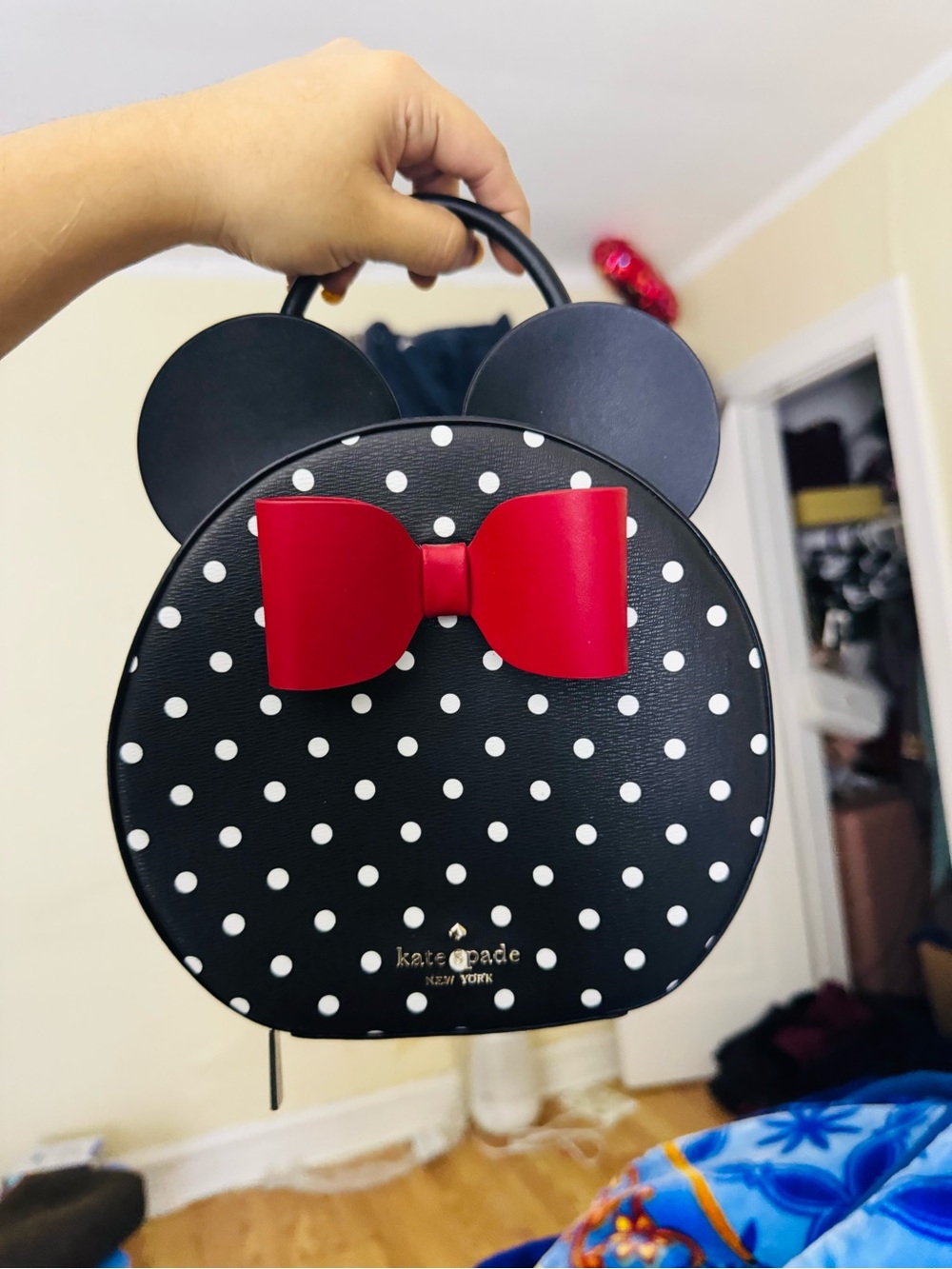Disney X Kate Spade Black Polka Dot Bow Handbag
